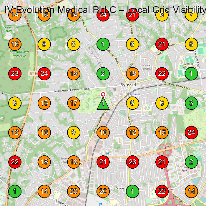IV Evolution Medical PLLC Medical Spa GeoGrid ranking map for Syosset NY